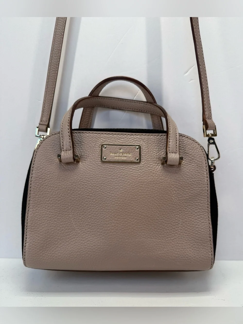kate spade Pebbled Leather Crossbody mini Satchel in Taupe